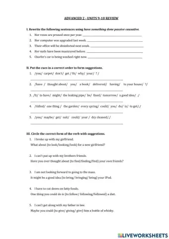 Review units 9-10 new interchange 3 5th. edition