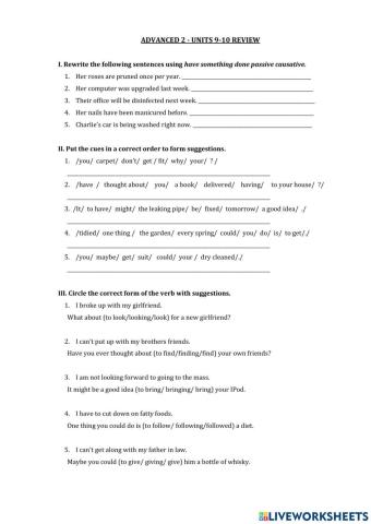 Review units 9-10 new interchange 3 5th. edition