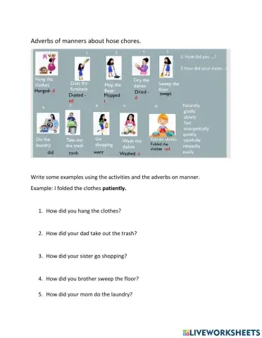 Adverbs of manners chores