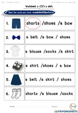 Worksheet2-3 What are you wearing?