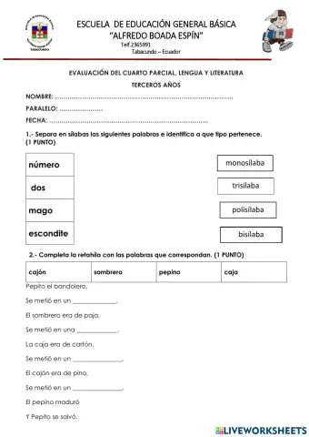 EVALUACION Lengua y literatura