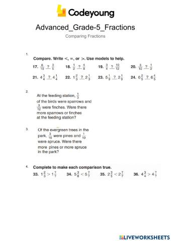 Advanced-Comparing Fraction