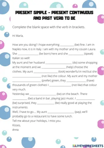 Present Simple, Continuous and Past Verb to be