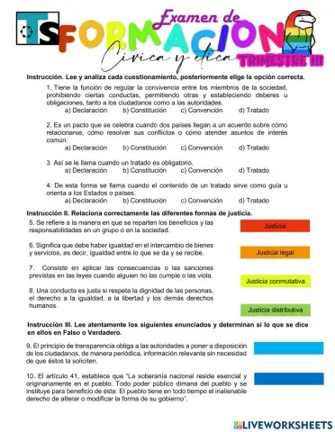 Examen de Formacion Civica y Etica