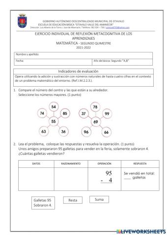 Evaluación matemáticas