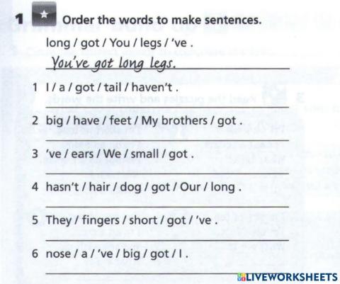 Writing sentences