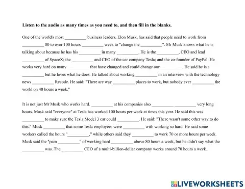 Jobs-Work 1-80 hour Work Week