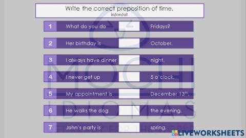 Prepositions of time pt. 1