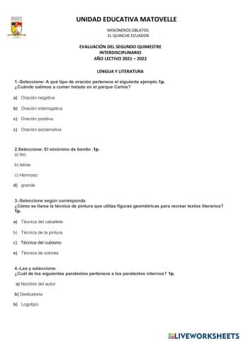 Evaluación l. y literatura