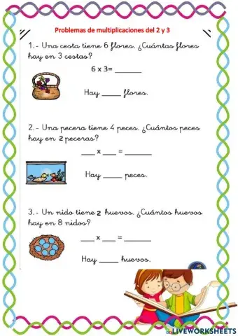 Problemas con multiplicaciones 2 y 3