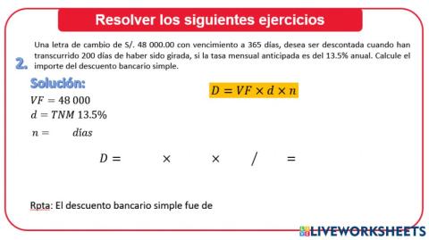 Descuento Bancario simple D 2