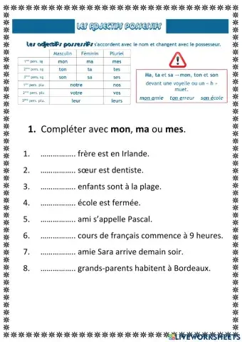Adjectifs possessifs