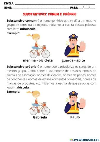 Substantivos próprios e comuns