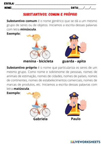 Substantivos próprios e comuns
