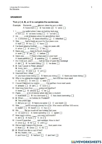 English file intermediate unit 1 and 2 test