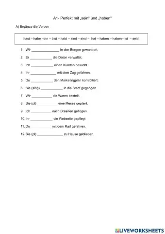 Perfekt mit sein und haben