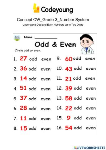 Odd even numbers