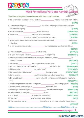 Verb Suffixes