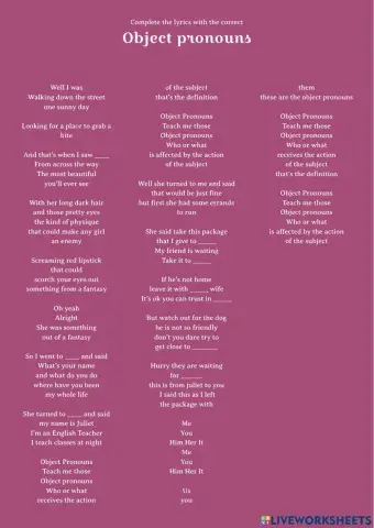 Object pronouns - Song