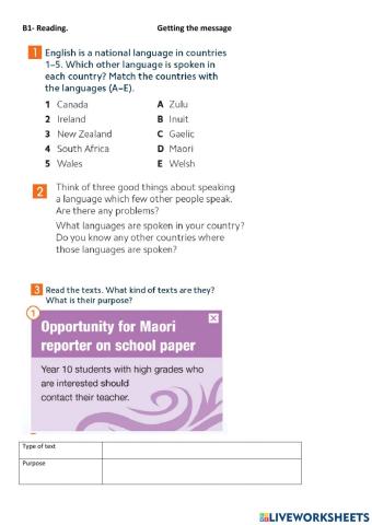 Reading b1 languages