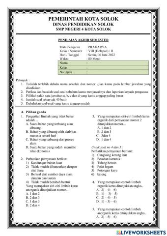 Ujian Akhir Semester Prakarya