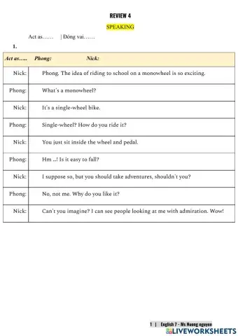 E7 (speaking) Review 4 -nuongnguyen