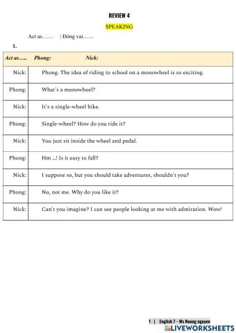 E7 (speaking) Review 4 -nuongnguyen