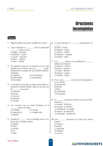 Oraciones incompletas
