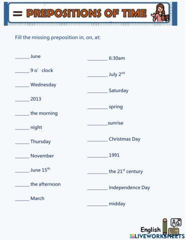 Prepositions of Place: in, on, at