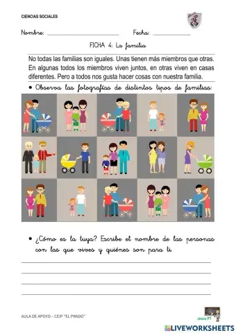 Ficha 4 La familia-1EP-Ciencias Sociales