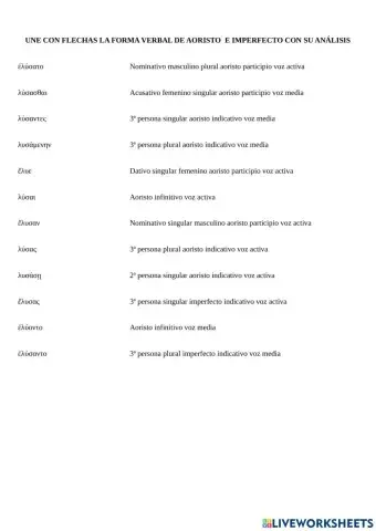 Aoristo sigmático e imperfecto: análisis