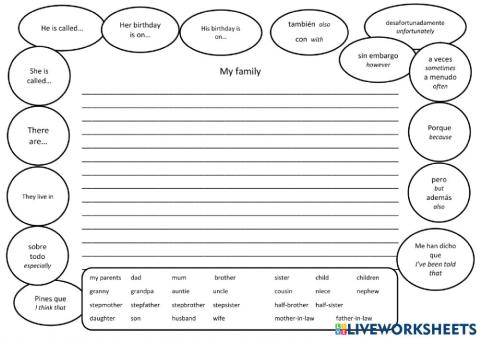 My Family bubble writing