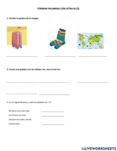Formar palabras con letra m (2)