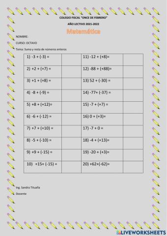 Suma de número enteros