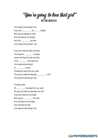 You're Gonna Lose that Girl