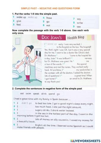 Simple past - NEGATIVE AND QUESTION FORM