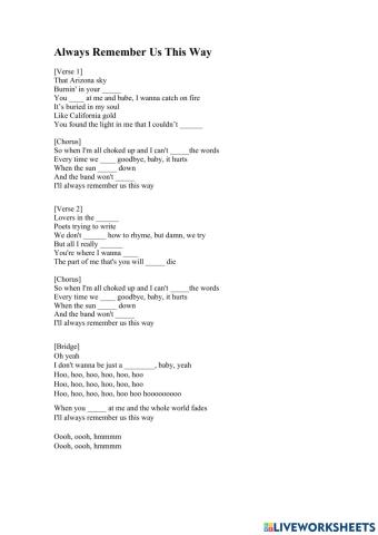 Always remember us this way