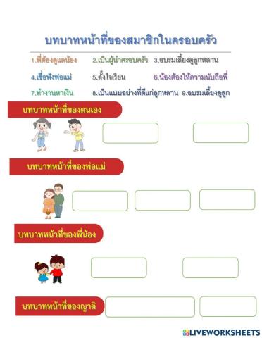 บทบาทสมาชิกในครอบครัว