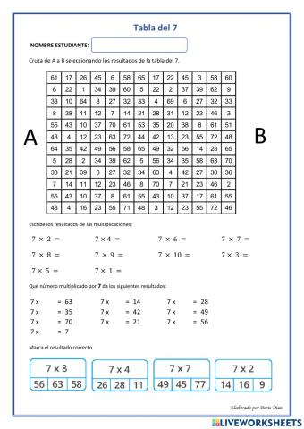 Tabla del 7 (parte II)