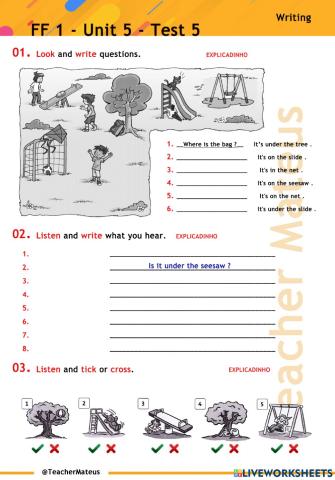 FF 1 - Unit 05 - Test 5 - Writing