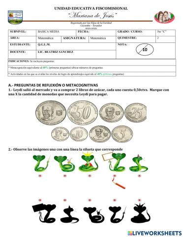 Evaluacion de matemática