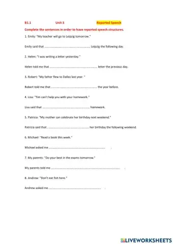 B1.1 Reported Speech