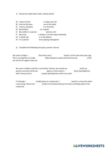 Present, past and future simple