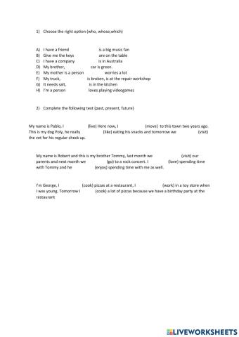 Present, past and future simple