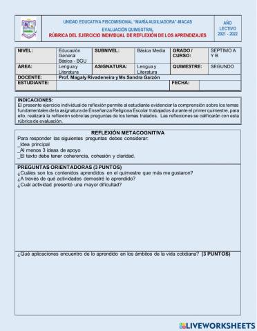Examen de enseñanza religiosa