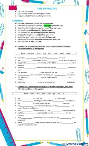 Practice Simple Past Affirmative and Negative Forms