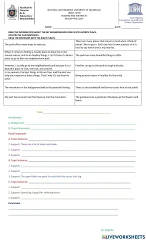 Descriptive essay labeling-structuring