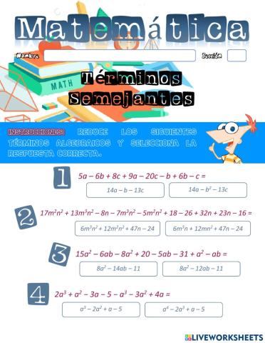 Reducción de Términos Semejantes