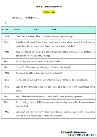 E8U1 (speaking) Leisure activities -nuongnguyen