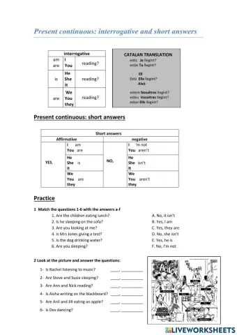 Present Continuous (Questions and short answers)